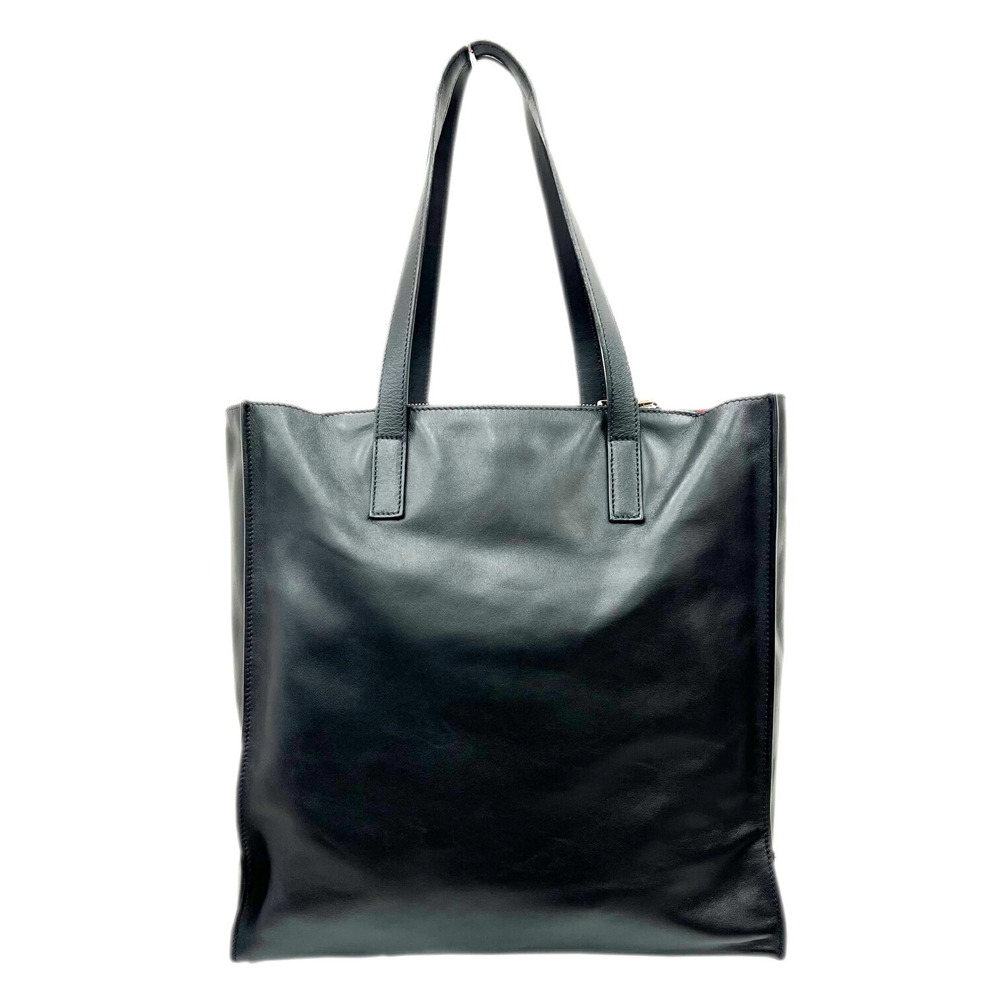 PRADA Tote Bag Shoulder Leather Black Red